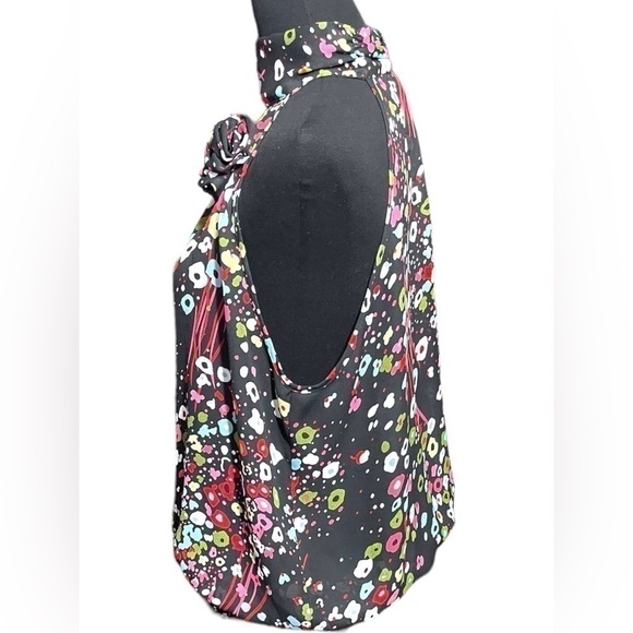 SERE NADE New York Floral Multicolored Sleeveless Black Halter Neck Top Large - Picture 10 of 16